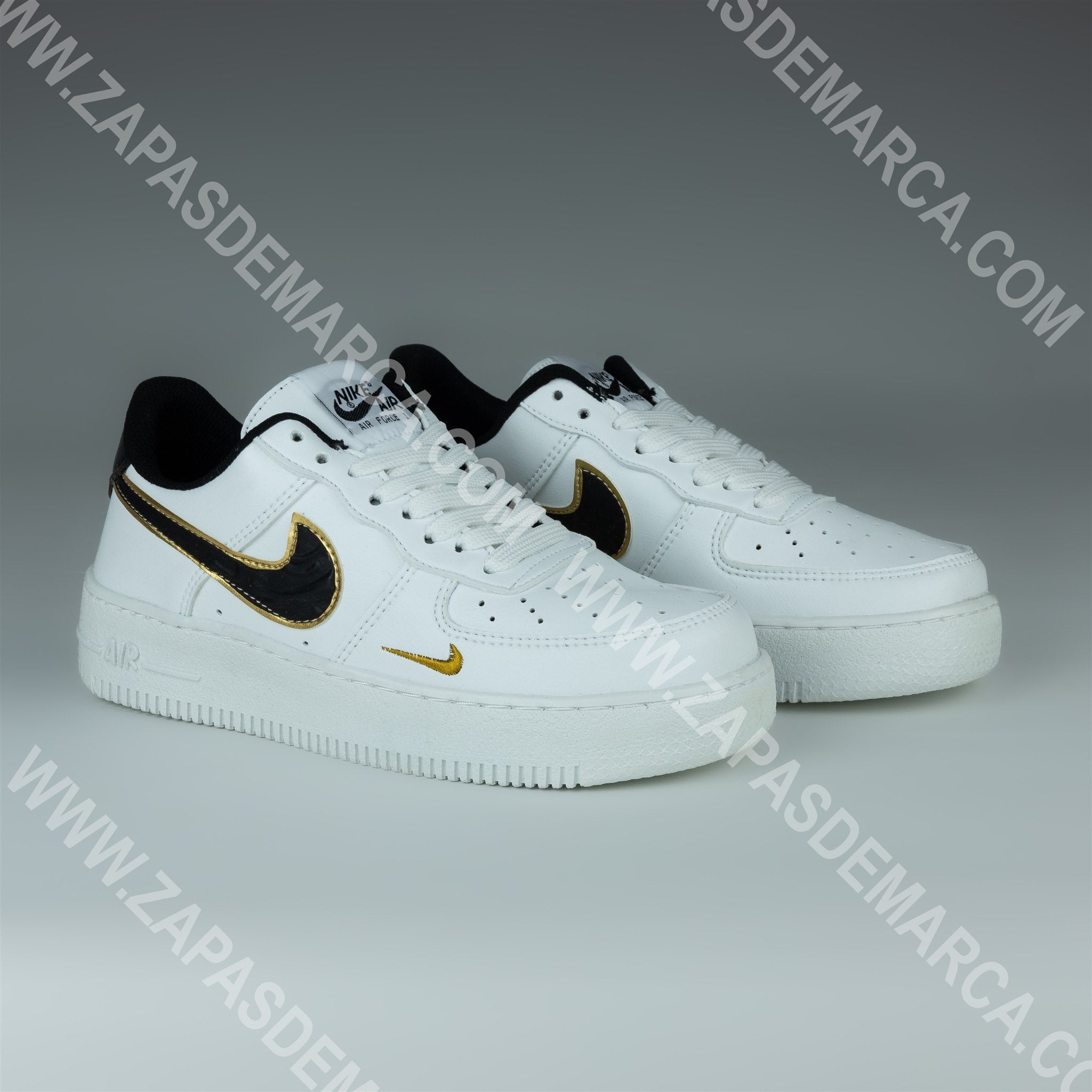 NIKE AIR FORCE BLANCO Y ORO Zapas de Marca